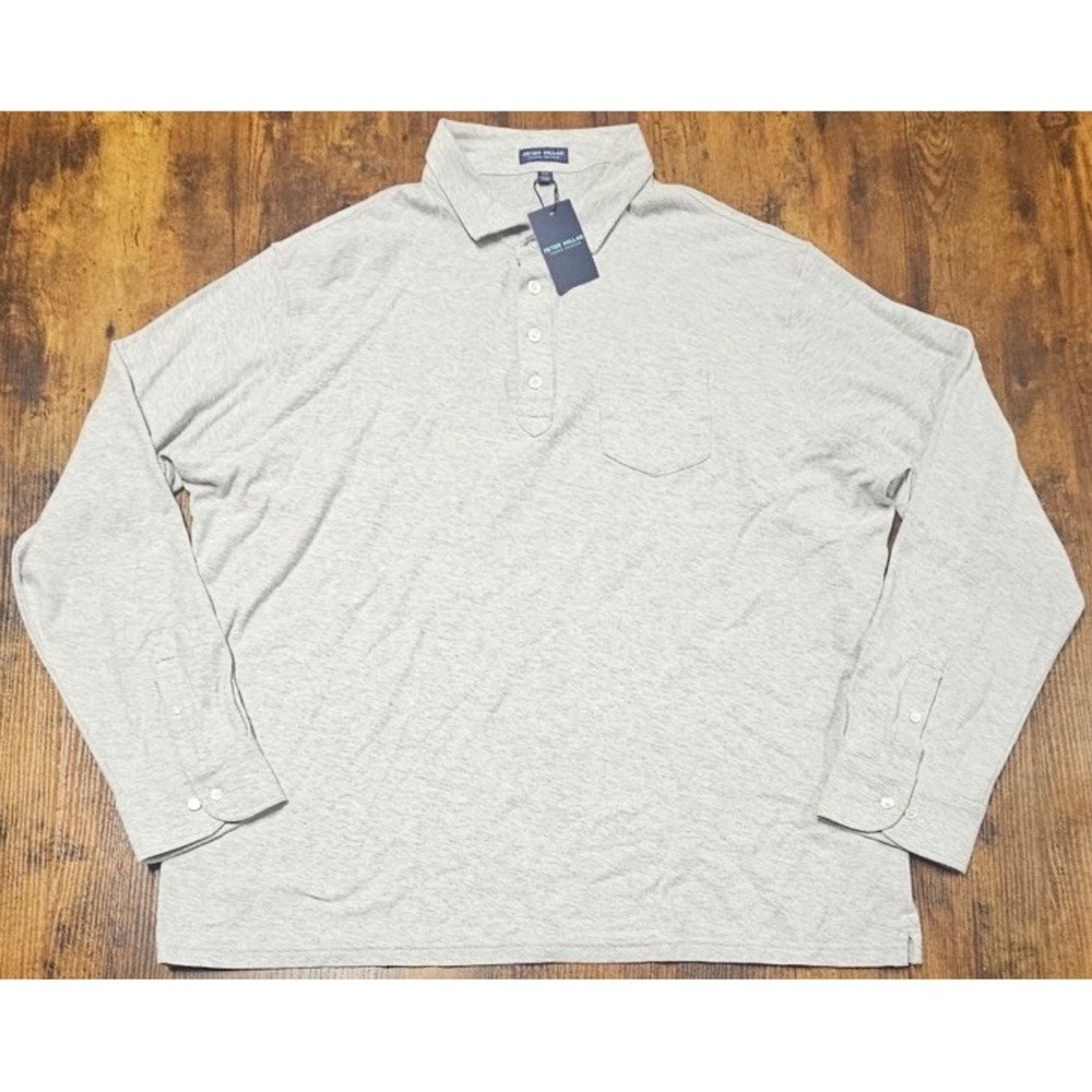 Peter Millar Crown Crafted Gray-Bri Button Up Long Sleeve Men's Size 2XL NWT